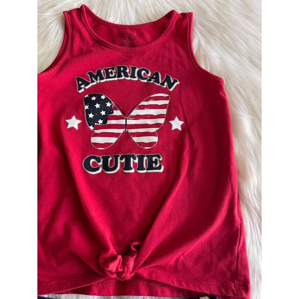 Childrens Place Girl's American Cutie 2-Piece Set -  Red Blue Size 5T Used - Picture 4 of 6